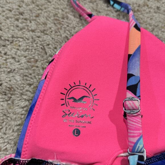 Hollister Size L Swimsuit 2-pc Swim Bikini SET Top & Bottoms ORANGE FLORAL F25 - Picture 6 of 10